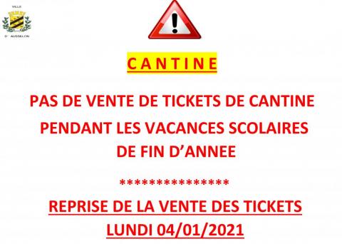 Vente de tickets cantine