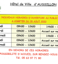 HORAIRES D'OUVERTURE