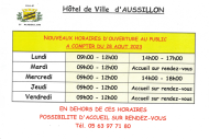 HORAIRES D'OUVERTURE